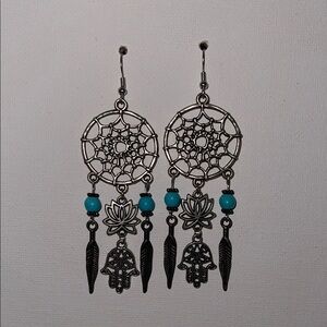 Hand Crafted Silver and Blue Chandelier Earrings